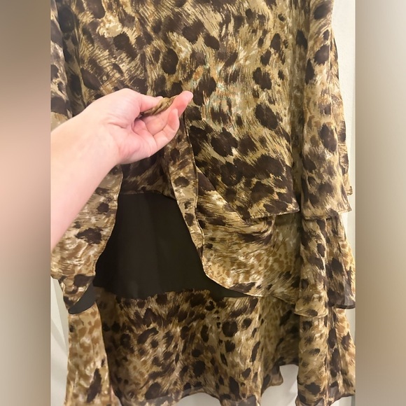 Focus By Shani Y2K Animal Print Skirt Tiered 14 Brown Tan - Picture 8 of 10
